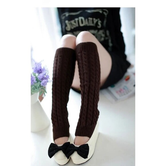 New Brown Thermal Knitted Leg Warmers. - Picture 1 of 4